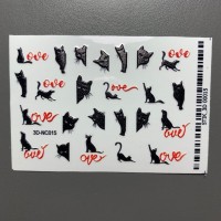 Наклейка 3 Д "Черный кот", NC015