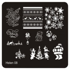 Пластина для стемпинга квадратная Новогодняя helen 08