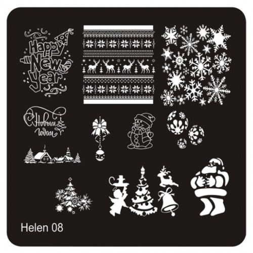 Пластина для стемпинга квадратная Новогодняя helen 08